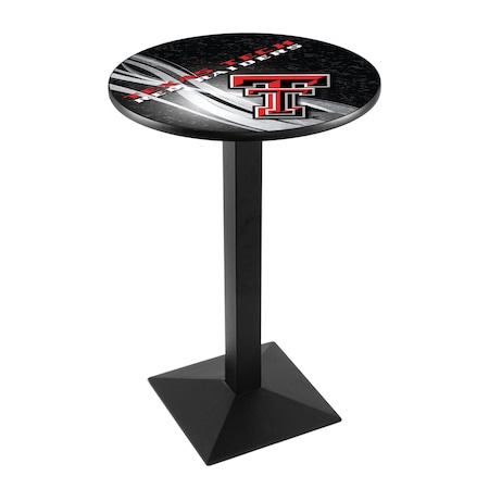 Holland Bar Stool Co 42" Blk Wrinkle Texas Tech Pub Table, 36" dia. Top L217B4236TXTech-D2